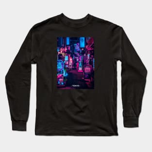 Tokyo Street Neon Synthwave Long Sleeve T-Shirt